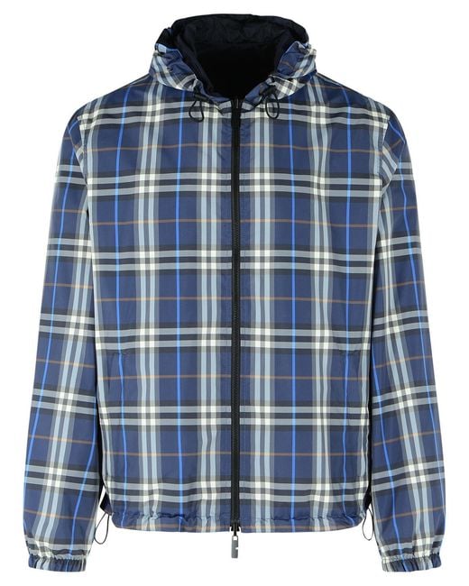 Burberry Blue Dark Polyester Reversible Jacket for men