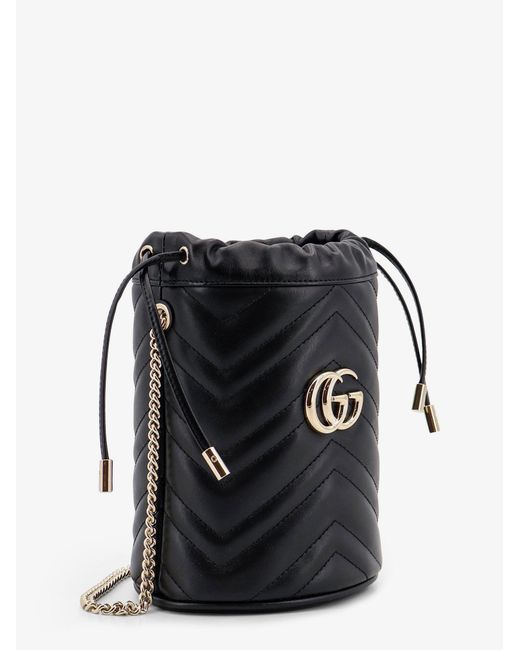 Gucci Black Gg Marmont Matelasse Leather Bucket Bag