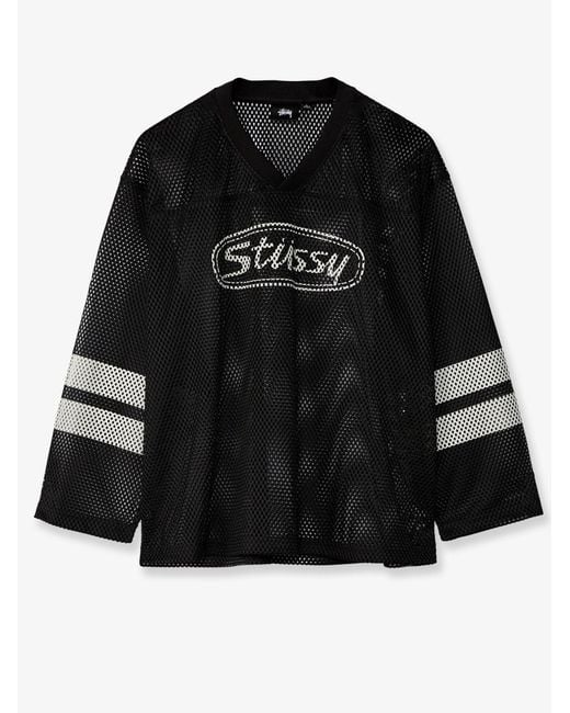Stussy Black Perforated Nylon T-Shirt for men
