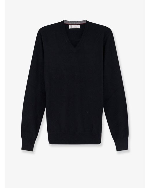 Brunello Cucinelli Blue Cashmere Sweater for men