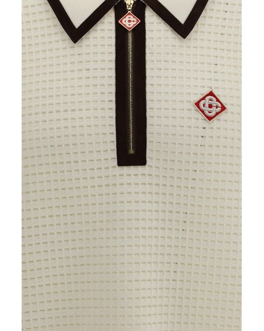 Casablanca White Textured Terry Polo Shirt for men