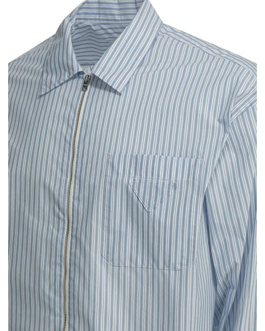 Prada Blue Zippered Shirt for men