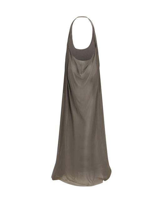 Rick Owens Gray Haltar Silk Georgette Dress