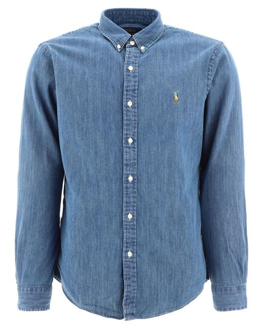 Polo Ralph Lauren Blue "Oxford" Casual Slim-Fit Shirt for men