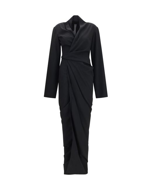 Rick Owens Black Dress Draped Wrap