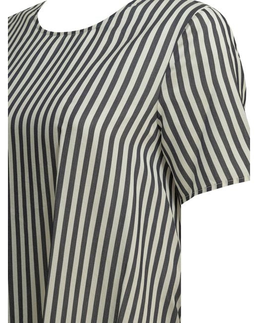Apuntob Gray Cotton Silk Dress