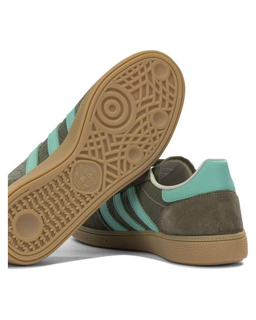 Adidas Originals Green Handball Spezial Leather Rubber Sneakers for men