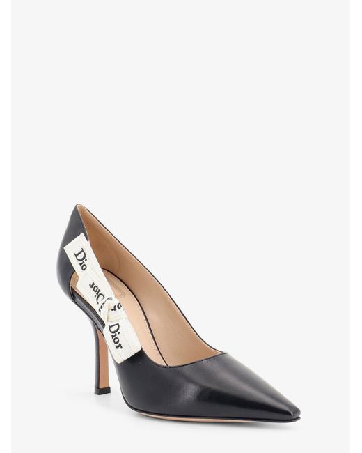 Dior White Dior J'Adior Leather Pumps With Logo Bow Detail