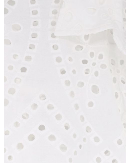 Mc2 Saint Barth White Shirt Cristal Broderie Anglaise