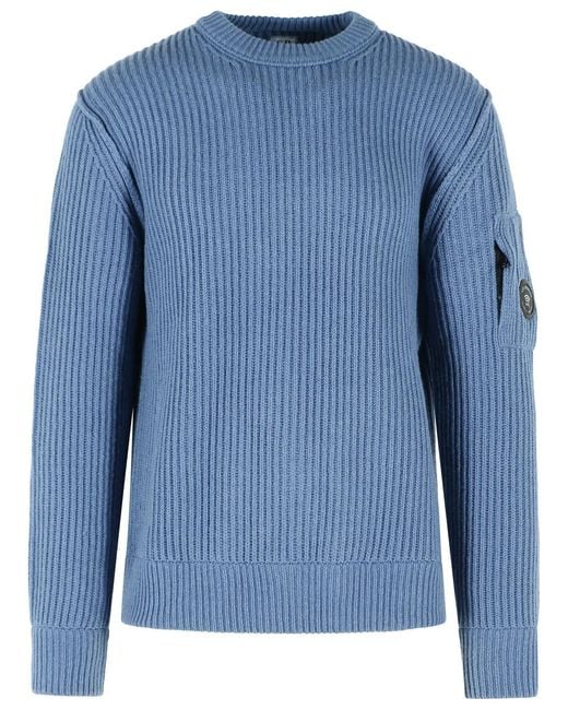 C P Company Blue Wool Blend Sweater for men