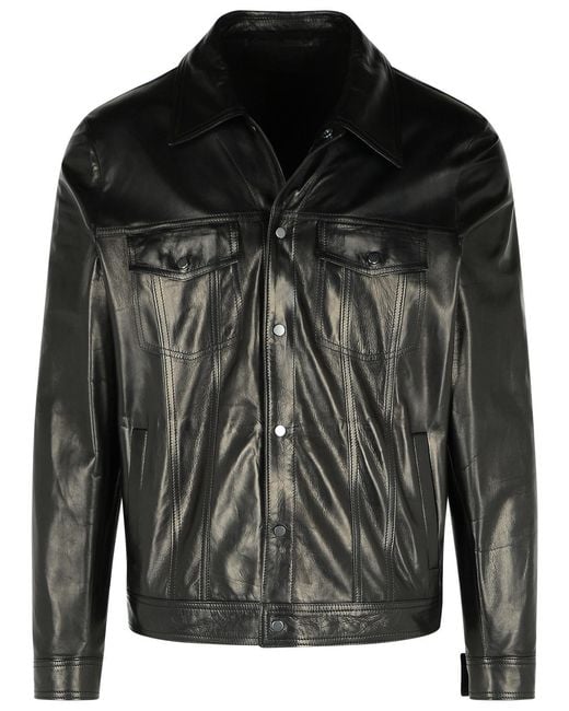 Salvatore Santoro Black Leather Jacket for men