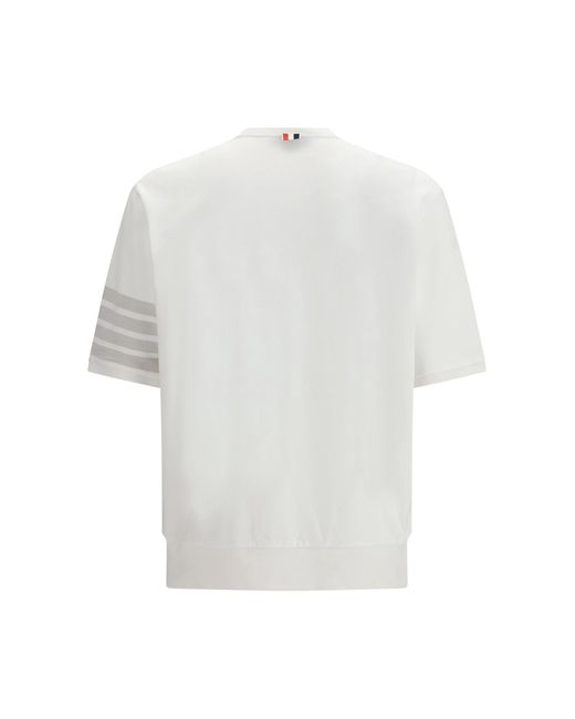 Thom Browne White 4-Bar Cotton Jersey T-Shirt for men