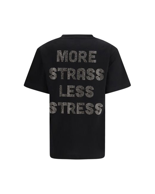 Pinko Black T-Shirt With Rhinestones