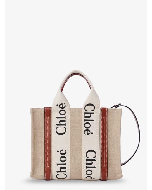 Chloé Pink Woody Linen And Leather Crossbody Bag