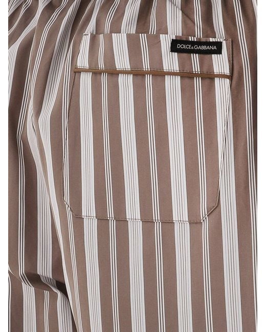 Dolce & Gabbana White Trousers Vanity Striped Cotton-Silk