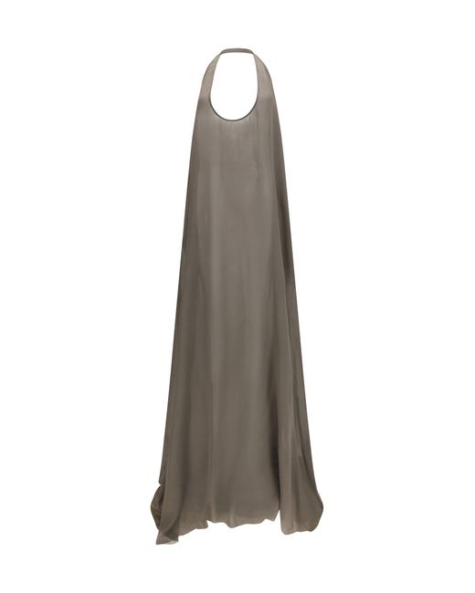 Rick Owens Gray Haltar Silk Georgette Dress