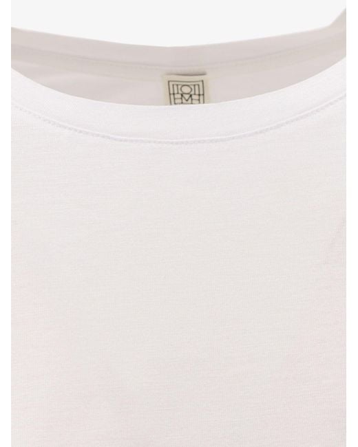 Totême White Classic Long-Sleeve Lyocell And Cotton T-Shirt