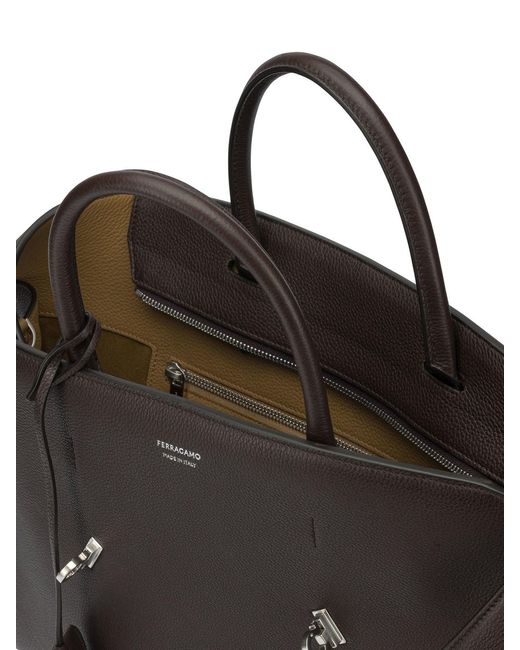 Ferragamo Black "Hug" Medium Handbag for men
