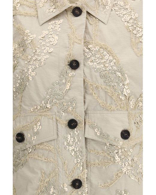 Brunello Cucinelli White Embroidered And Sequined Jacket