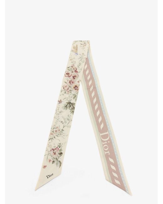 Women's White Dior Silk Bandeau With Toile De Jouy Floral Garden Print