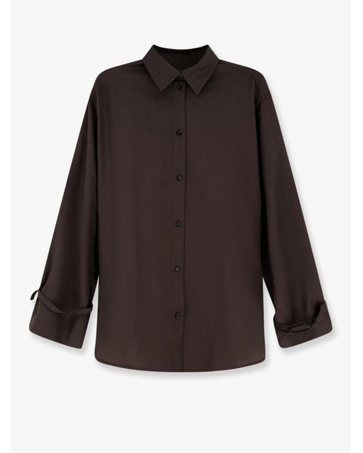 Totême Gray Tie-Cuff Wool Shirt
