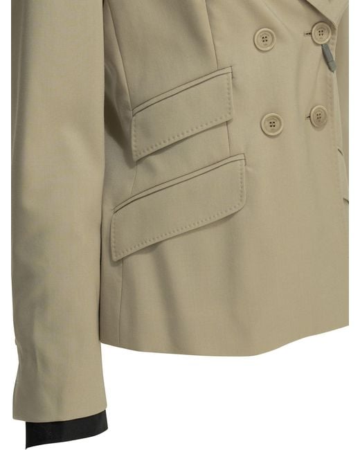 Max Mara Green Virgin Wool Mohair Silk Acetate Polyester Double-Breasted Wool Blazer