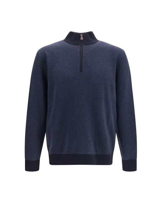 Men's Blue Cashmere Jumper Roadster/Nightly Reserv. (Capra Hircus)