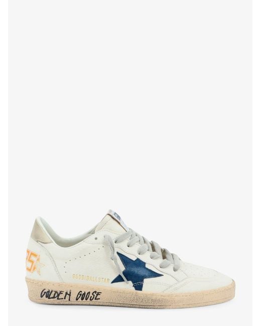 Men's White Deluxe Brand Ballstar Leather Trainers With Iconic Side Logo