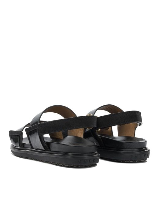 Marni Black "Fussbett" Leather Sandals