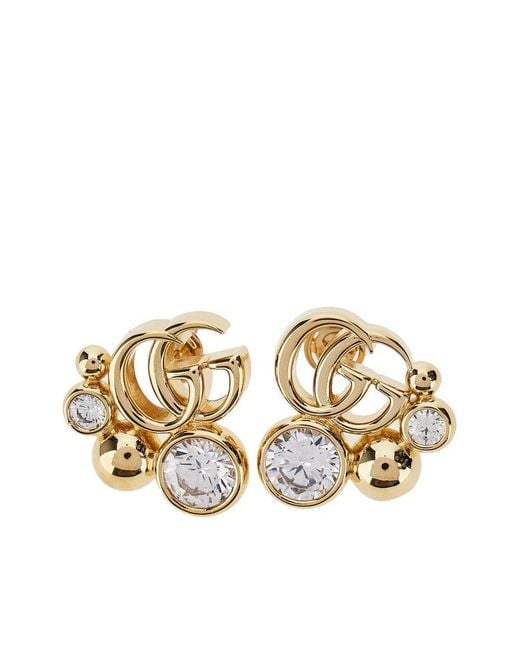 Gucci Metallic 'Gg Marmont' Earrings With Zirconia