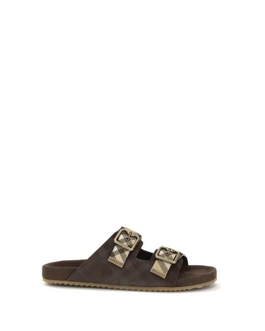 Burberry Brown Check Suede Urchin Sandals for men