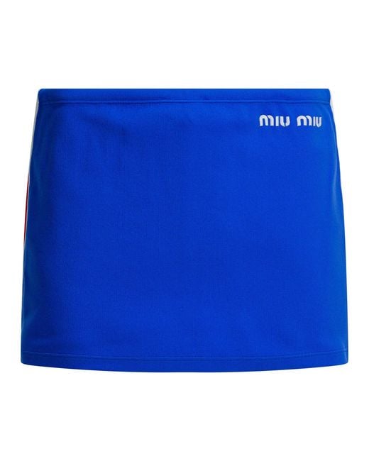 Miu Miu Blue Technical Fabric Miniskirt