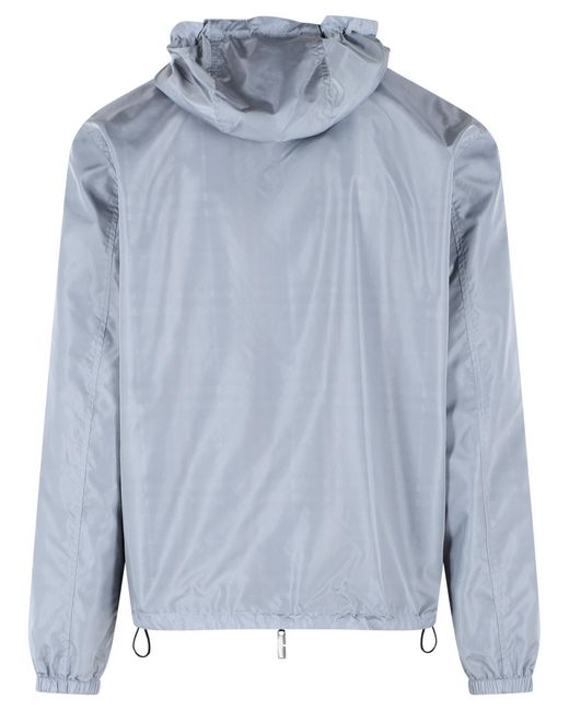 Burberry Blue Wave Polyester 'Newport Check' Reversible Hooded Jacket for men