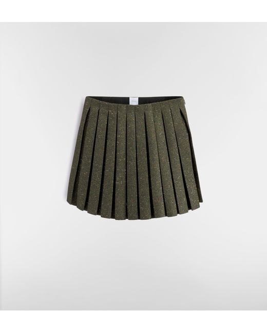 Dior Green Wool And Silk Pleated Skirt