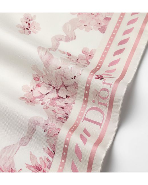 Dior Pink Lilac Bouquet 90 Silk Scarf