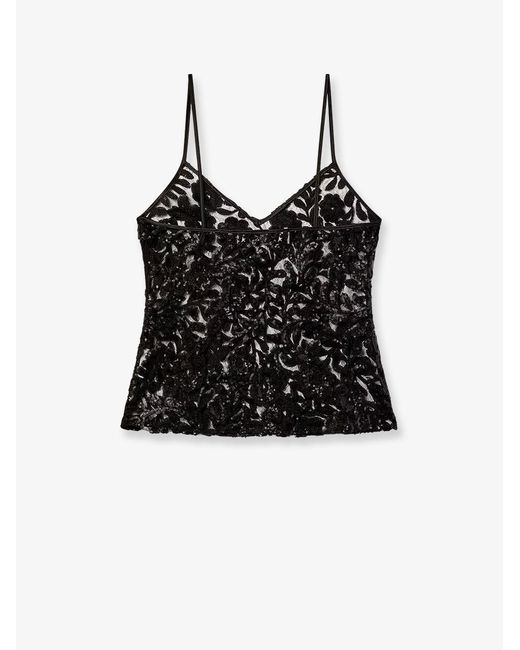 Golden Goose Deluxe Brand Black Tulle Top With Sequins Embroidery