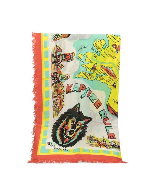 Kapital Natural Yukon Life Map Scarf for men