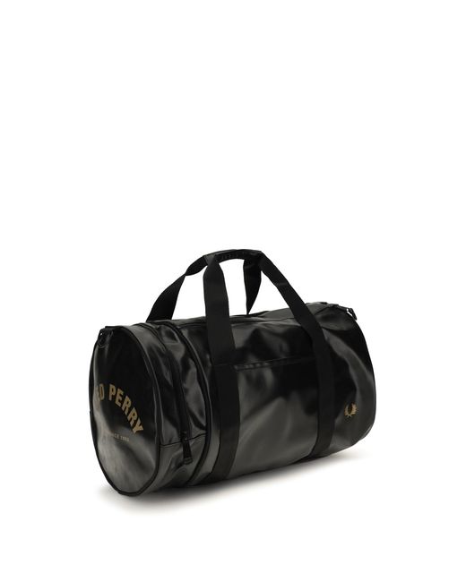 Fred Perry Black Barrel Duffle Bag for men