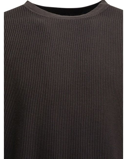 Kapital Black Eco Waffle Big Crew Sweatshirt for men