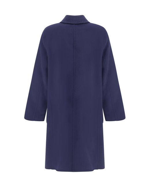 Tory Burch Blue Coat Reversible Double-Face Wool