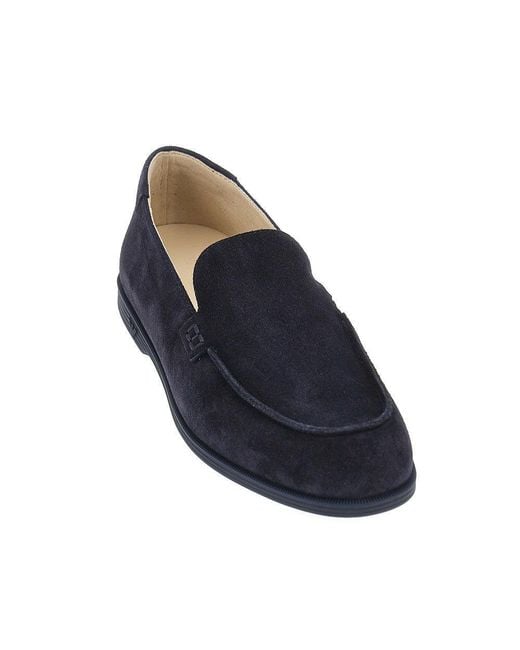 Emporio Armani Blue Suede Leather Loafers for men