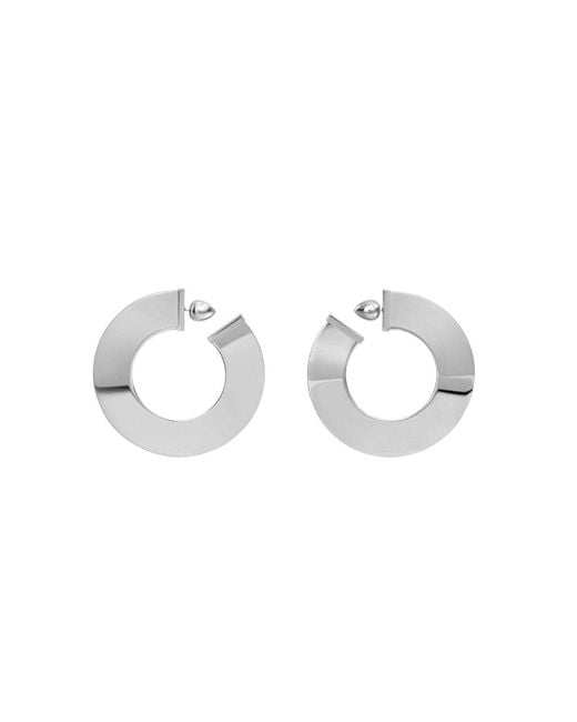 Alaïa White "Blade" Rounded Earrings