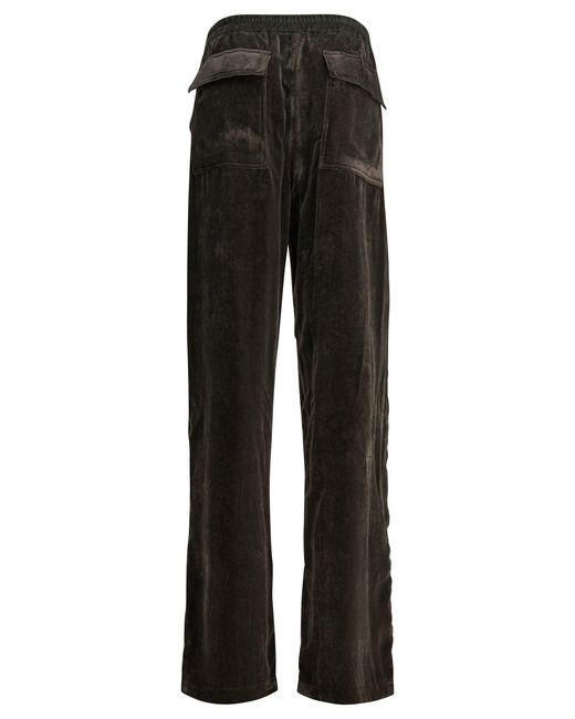 Rick Owens Black Velvet Wide-Leg Pants