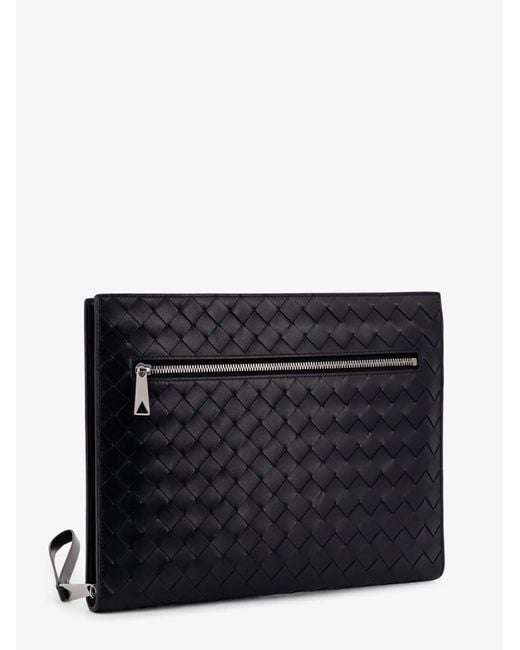 Bottega Veneta Black Avenue Leather Document Case With Intrecciato Motif for men