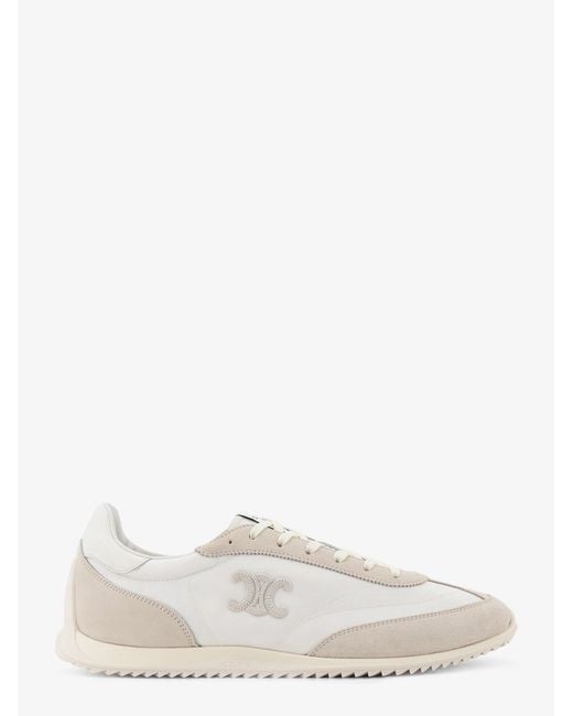 Céline White Nylon Racer Sneakers With Triomphe Logo On The Side for men