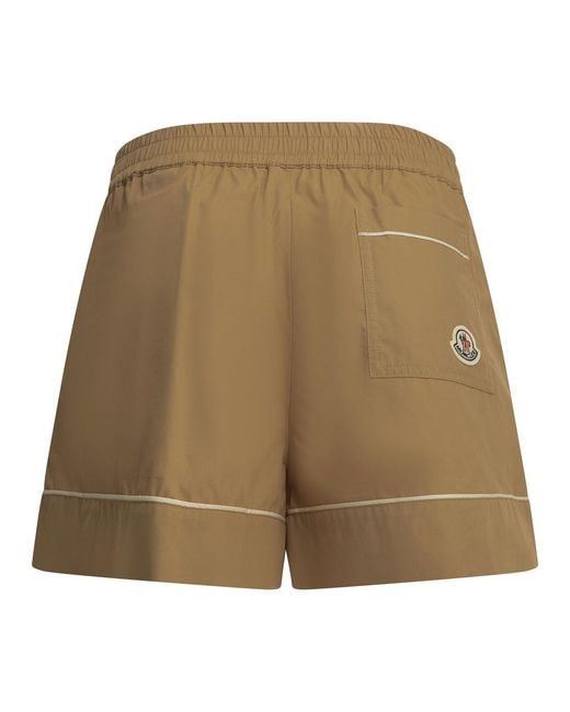 Moncler Natural Utility Shorts With Reverse Logo