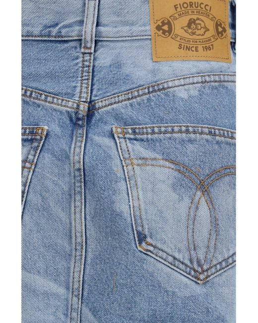 Fiorucci Blue Denim Mini Skirt Angel Print