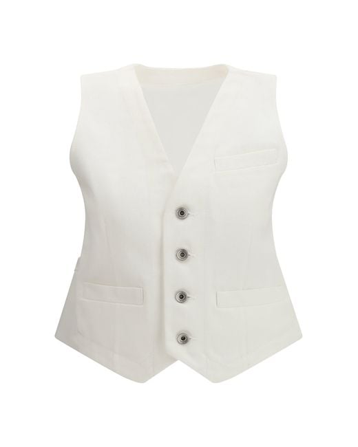Sacai White Denim Vest