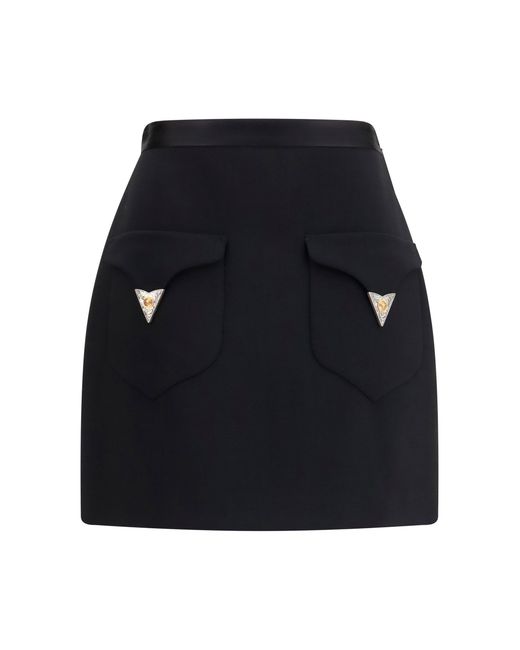 Versace Black Wool Mini Skirt