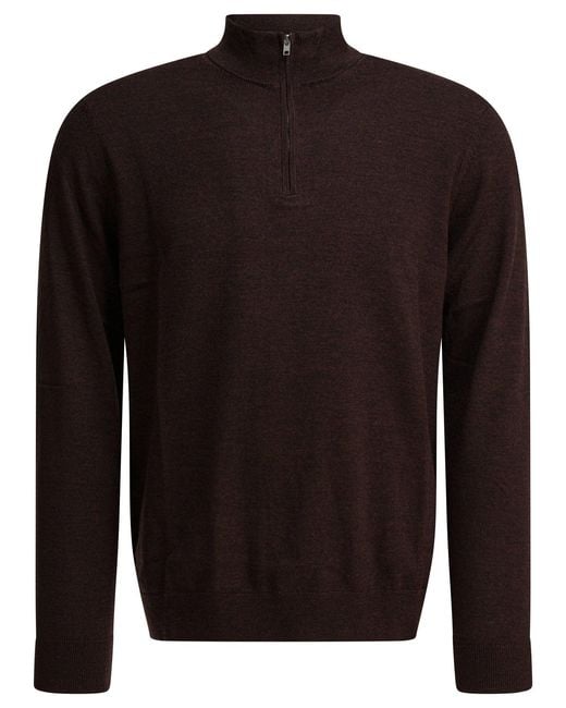NN07 Brown "Gustav" Half Zip Sweater for men